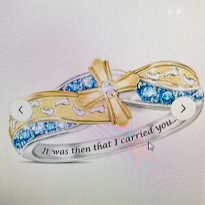 Cross enter wine, ring, zircon size 8 gold, and silver with blue stones